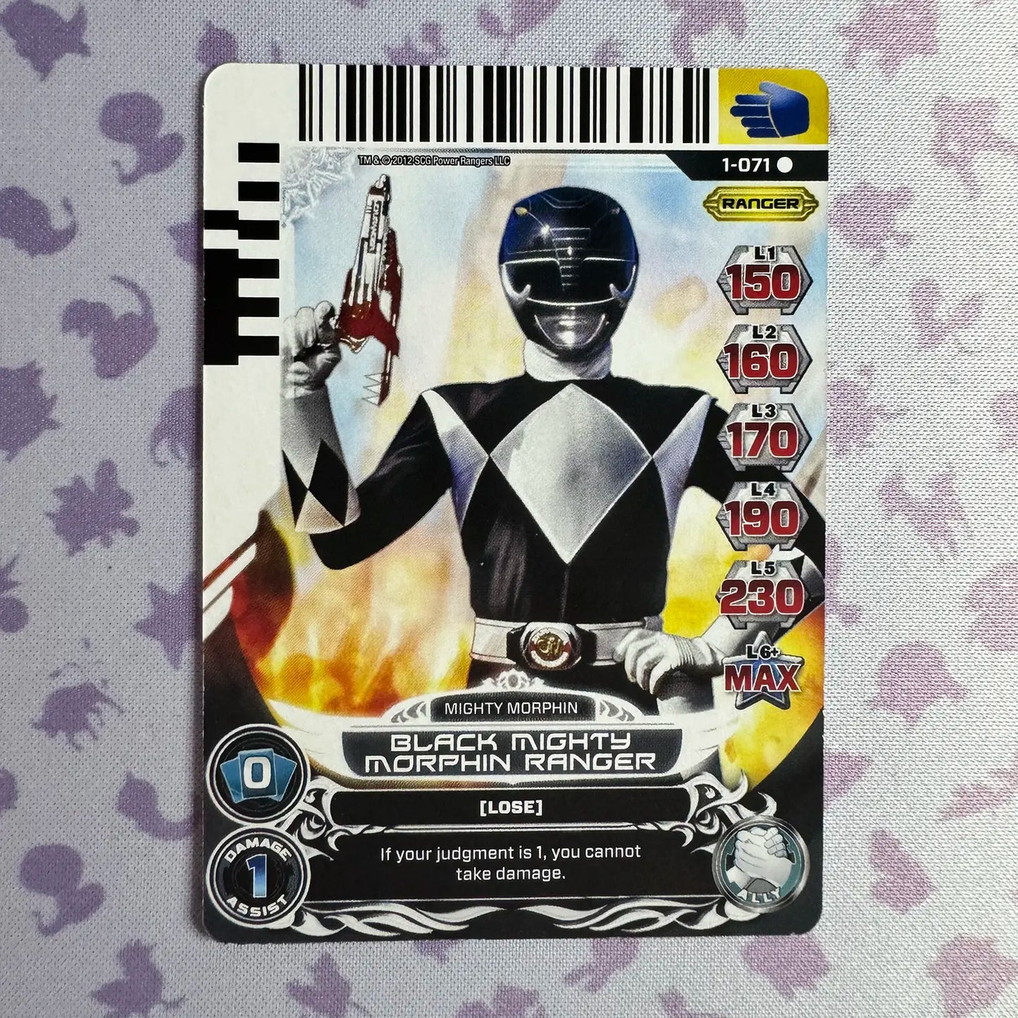 Rare card featuring the Black Ranger from Mighty Morphin Power Rangers. Found in the Rise of Heroes set in the Power Rangers Action Card Game
