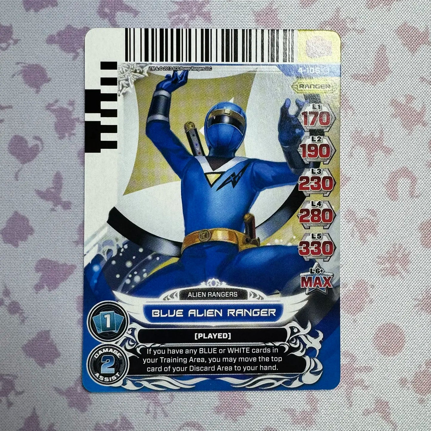 Common card featuring the Blue Alien Ranger from Mighty Morphin Alien Rangers. Found in the Legends Unite expansion to the Power Rangers Action Card Game