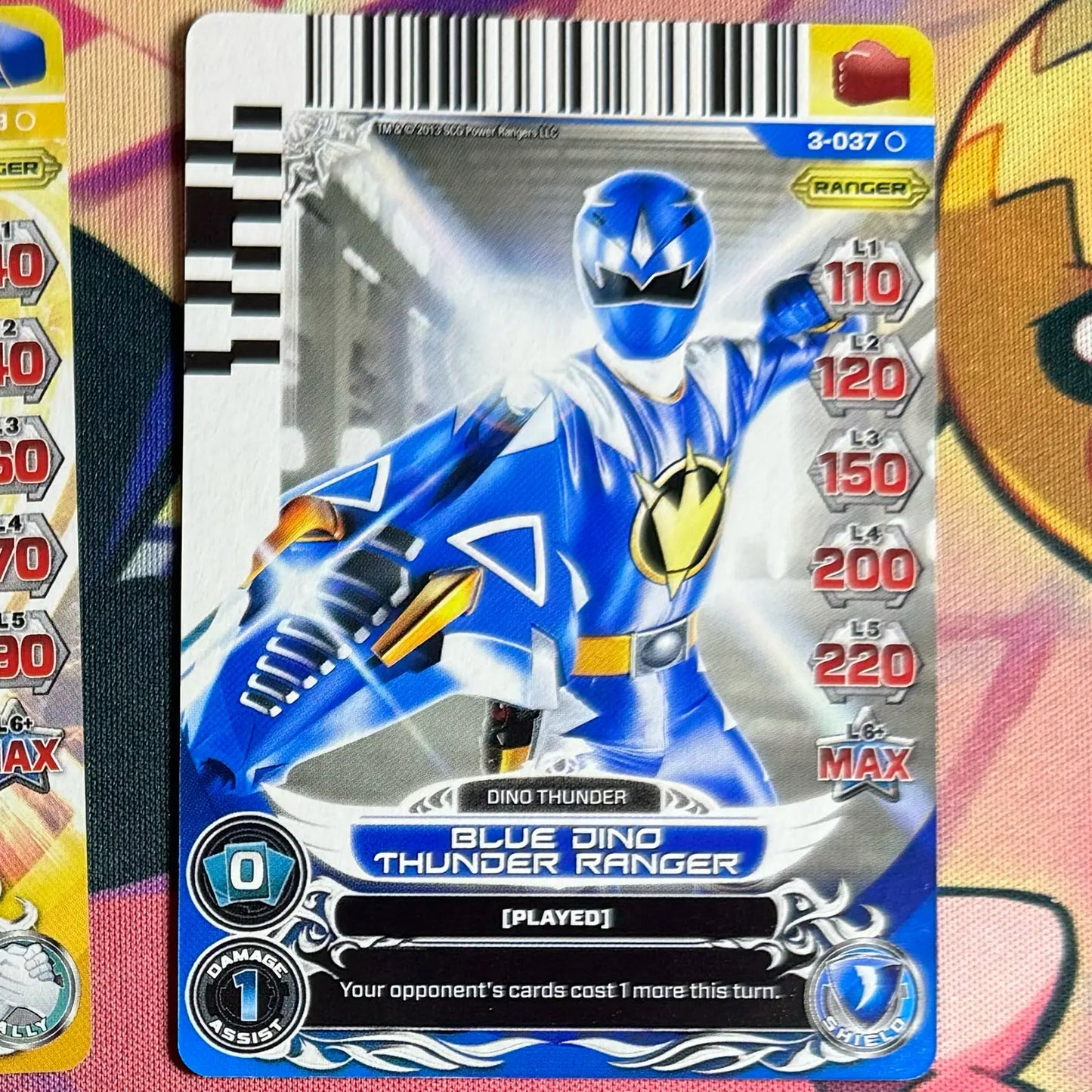 Common card featuring the Blue Ranger from Dino Thunder. Found in the Universe of Hope expansion to the Power Rangers Action Card Game.
