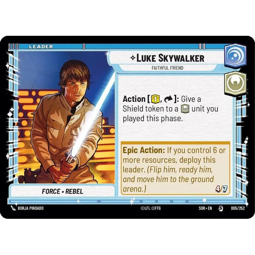 Front of Special-rarity Leader Unit card found in the Starter Decks for Star Wars Unlimited: Spark of Rebellion.