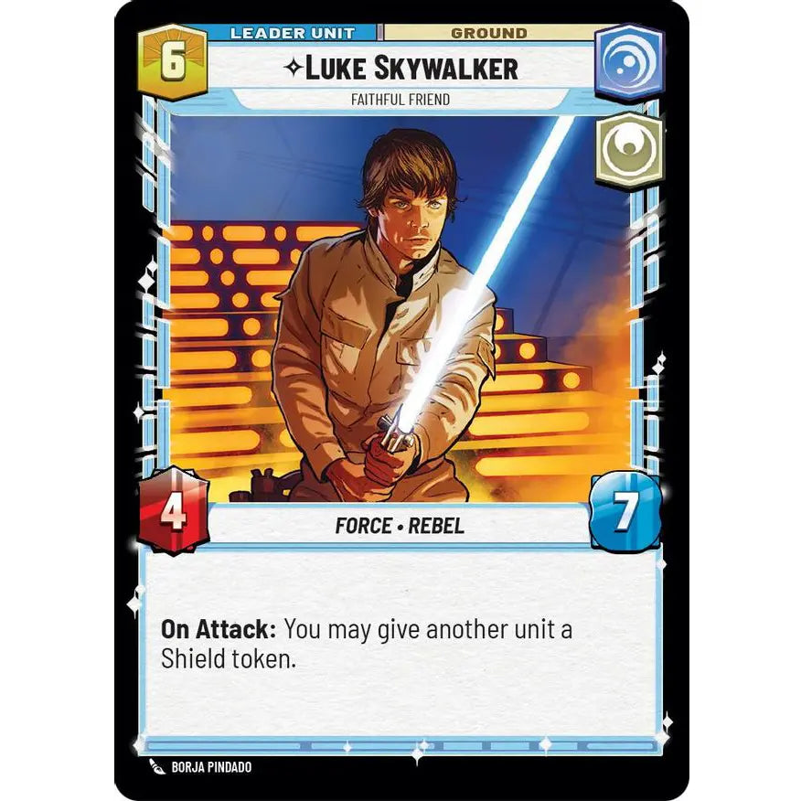 Back of Special-rarity Leader Unit card found in the Starter Decks for Star Wars Unlimited: Spark of Rebellion.