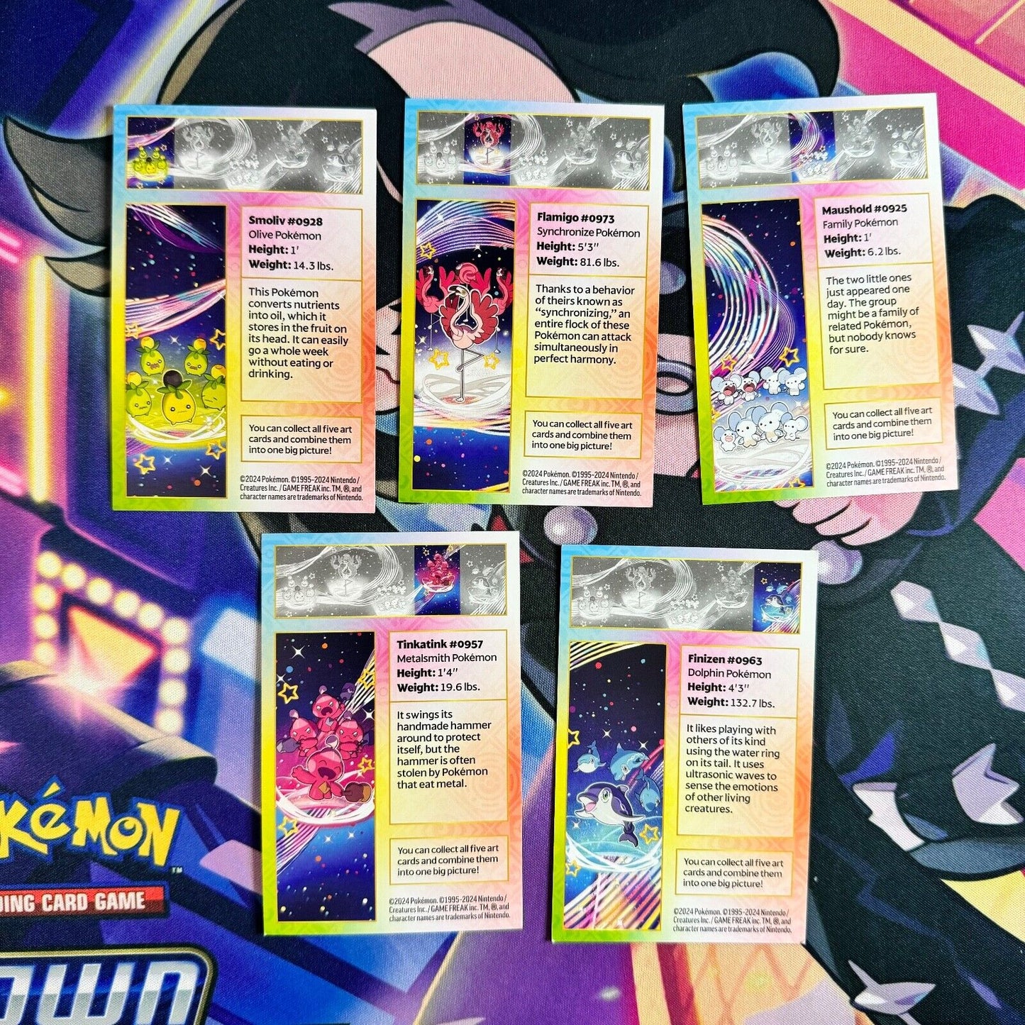 Set of 5 art cards exclusive to Paldean Fates mini tins.