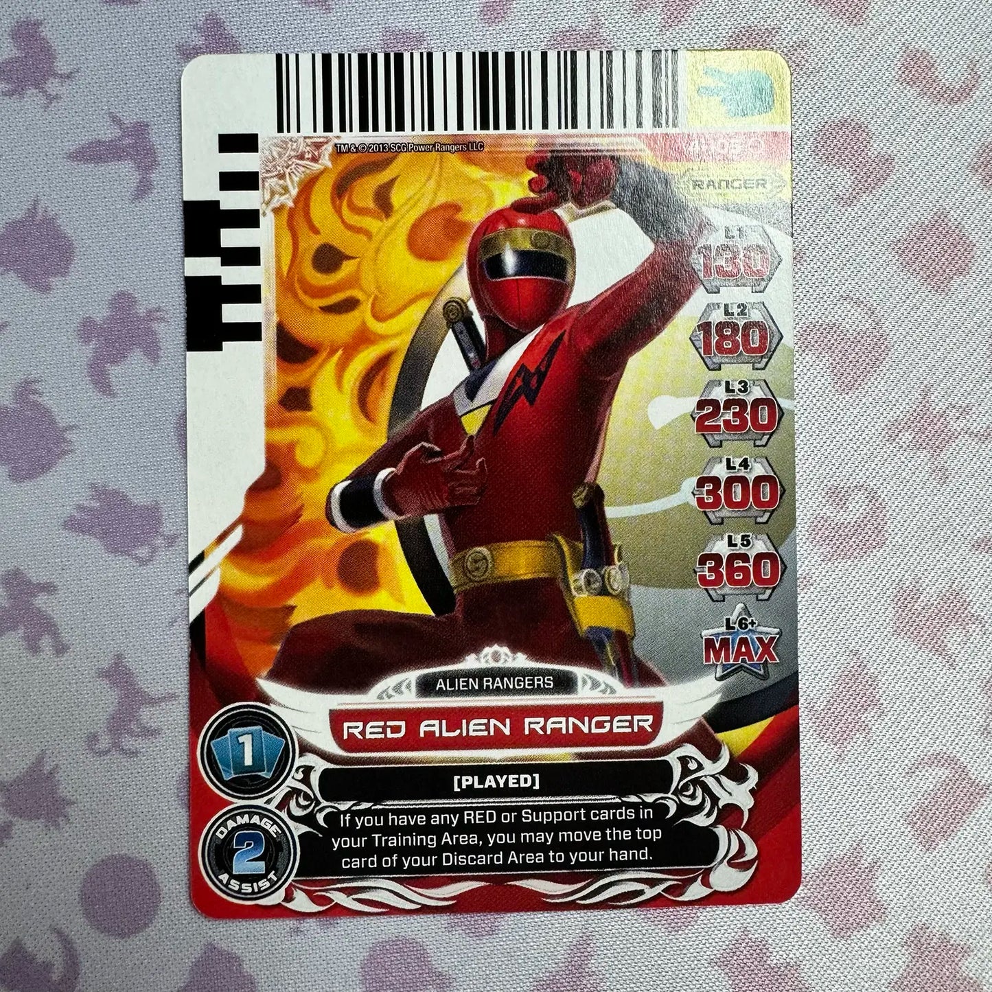 Common card featuring the Red Alien Ranger from Mighty Morphin Alien Rangers. Found in the Legends Unite expansion to the Power Rangers Action Card Game