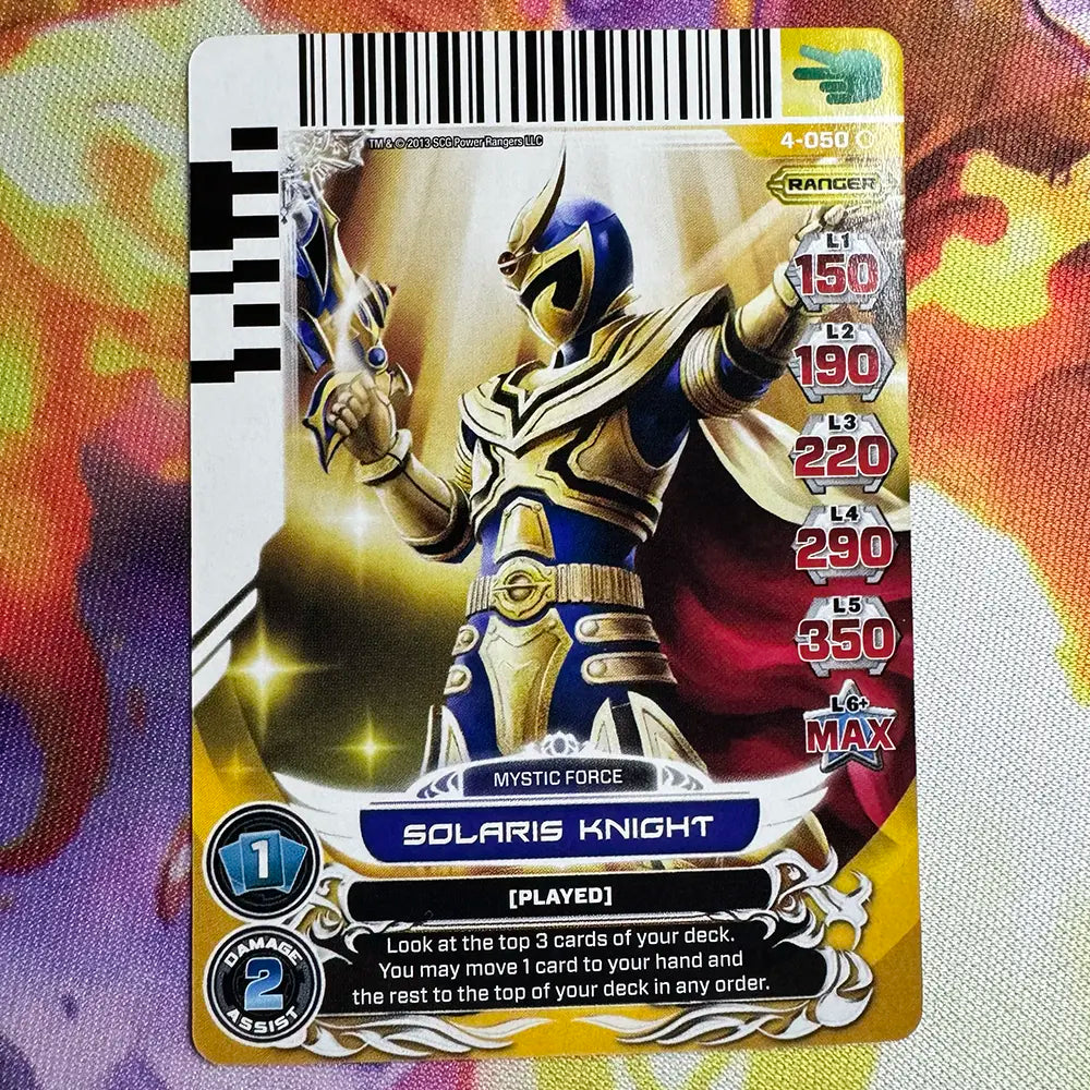 Common card featuring the Solaris Knight from Power Rangers Mystic Force. Found in the Legends Unite expansion to the Power Rangers Action Card Game.