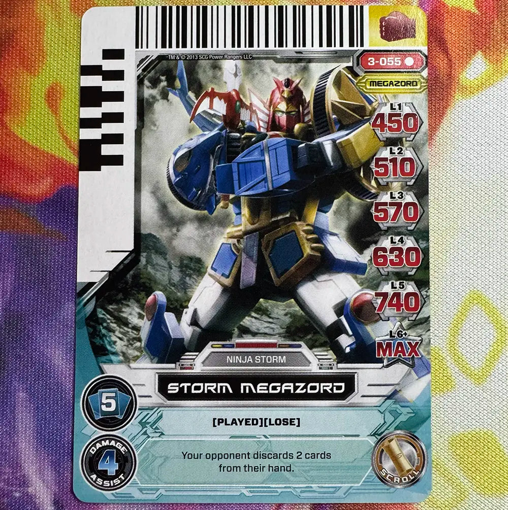 Rare card featuring the Storm Megazord from Ninja Storm. Found in the Universe of Hope expansion to the Power Rangers Action Card Game.