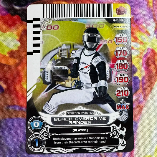 Common card featuring the Black Ranger from Power Rangers Operation Overdrive. Found in the Legends Unite expansion to the Power Rangers Action Card Game.