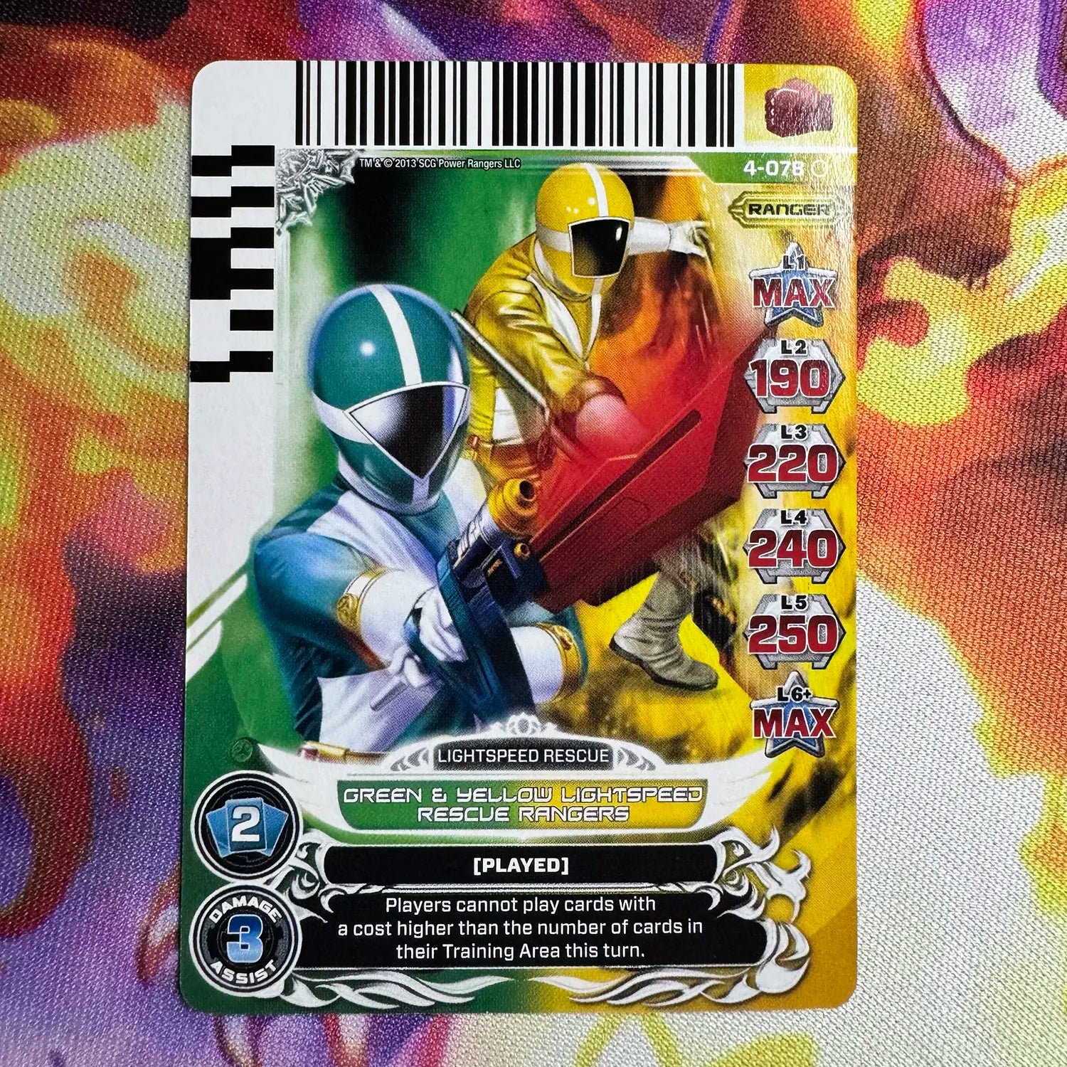 Common card featuring the Green and Yellow Rangers from Power Rangers Lightspeed Rescue. Found in the Legends Unite expansion to the Power Rangers Action Card Game.