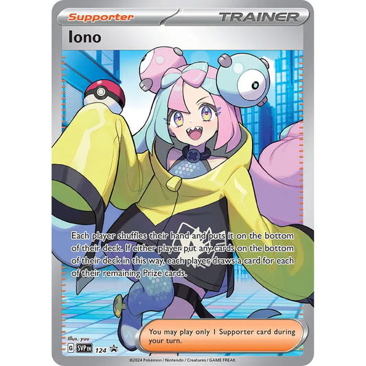 Full-art promo card found in the Iono Premium Tournament Collection of the Pokemon Trading Card Game.