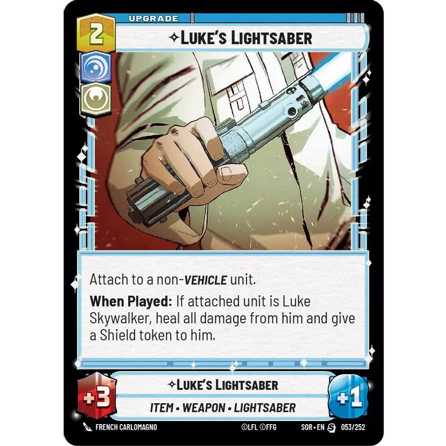 Special-rarity Upgrade card found in the Starter Decks for Star Wars Unlimited: Spark of Rebellion.