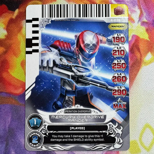 Common card featuring the Mercury Ranger from Power Rangers Operation Overdrive. Found in the Legends Unite expansion to the Power Rangers Action Card Game.