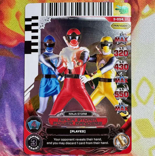 Super Rare card featuring the Ninja Storm Power Rangers. Found in the Universe of Hope expansion to the Power Rangers Action Card Game.