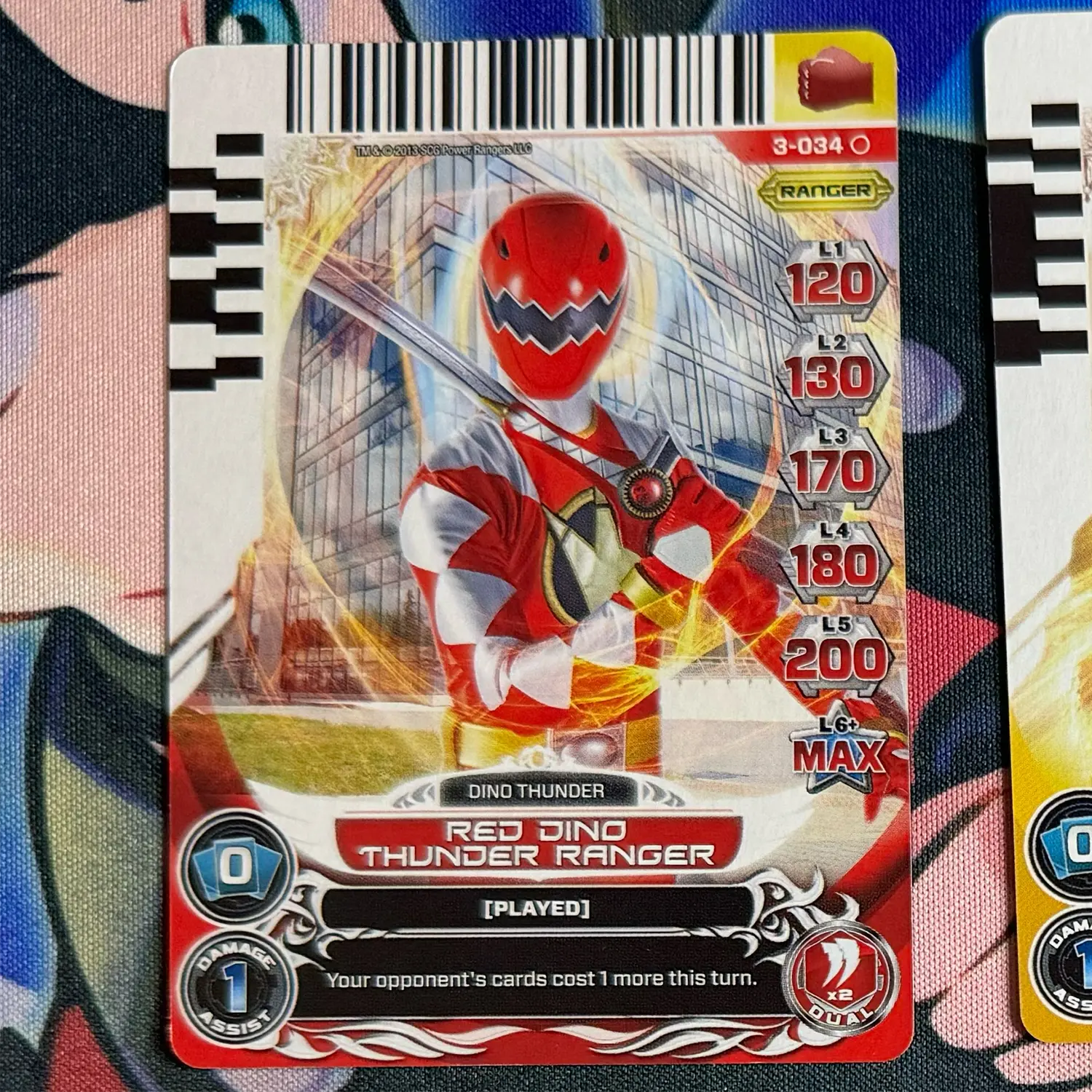 Common card featuring the Red Ranger from Dino Thunder. Found in the Universe of Hope expansion to the Power Rangers Action Card Game.