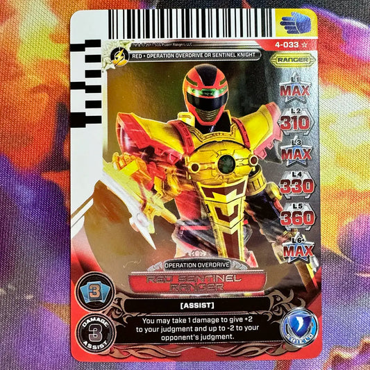 Super Rare card featuring Red Sentinel Ranger from Power Rangers Operation Overdrive. Found in the Legends Unite expansion to the Power Rangers Action Card Game.