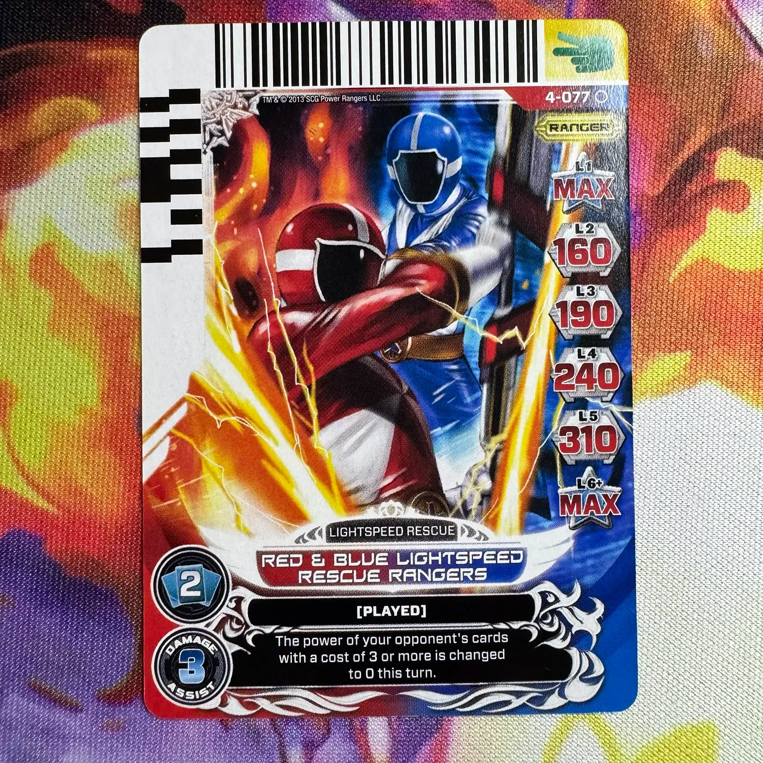 Common card featuring the Red &amp; Blue Rangers from Power Rangers Lightspeed Rescue. Found in the Legends Unite expansion to the Power Rangers Action Card Game.