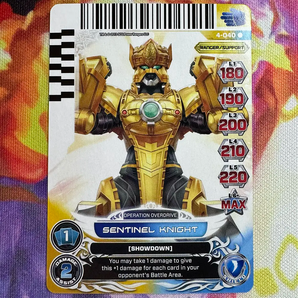 Rare card featuring Sentinel Knight from Power Rangers Operation Overdrive. Found in the Legends Unite expansion to the Power Rangers Action Card Game.