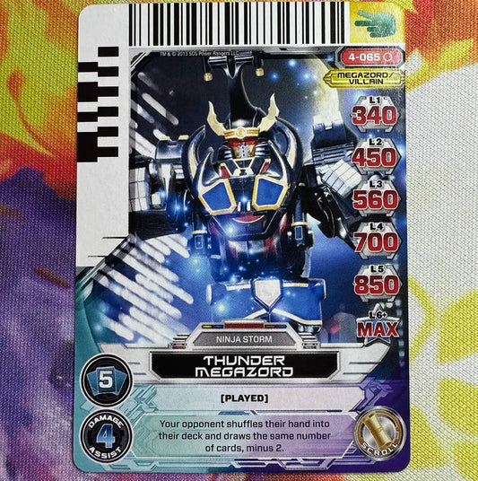 Common card featuring the Thunder Megazord from Power Rangers Ninja Storm. Found in the Legends Unite expansion to the Power Rangers Action Card Game.