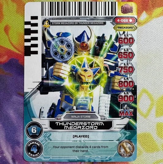 Rare card featuring the Thunder Megazord from Power Rangers Ninja Storm. Found in the Legends Unite expansion to the Power Rangers Action Card Game.