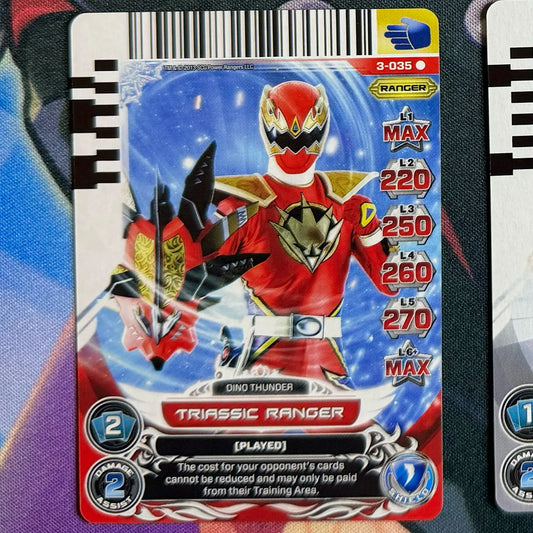 Rare card featuring the Triassic Ranger from Dino Thunder. Found in the Universe of Hope expansion to the Power Rangers Action Card Game.