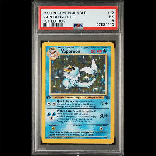 PSA Excellent 5 Jungle 1st Edition Vaporeon from the Pokemon Trading Card Game.