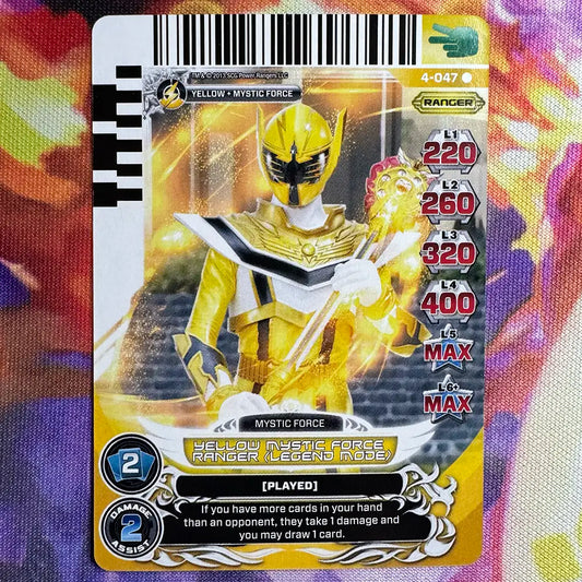 Rare card featuring the Yellow Ranger in Legend Mode from Power Rangers Mystic Force. Found in the Legends Unite expansion to the Power Rangers Action Card Game.